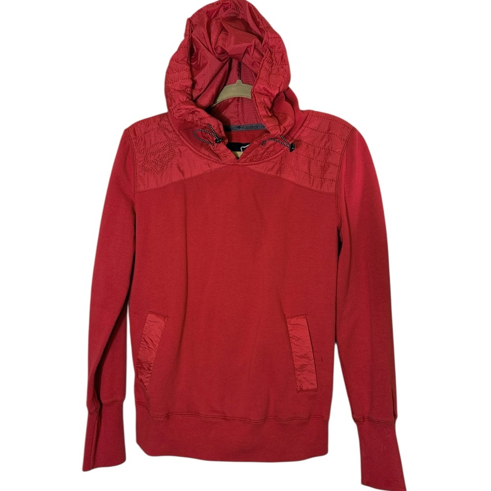 Fox Racing Women’s Red Hooded Popover Sweatshirt Nylon Accents Sz L